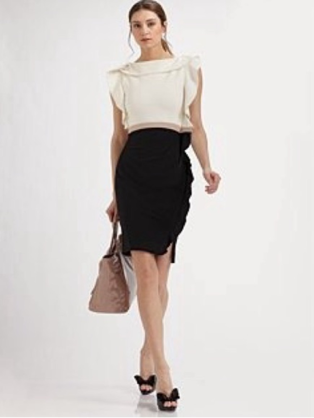 Valentino Black Colorblock Dress